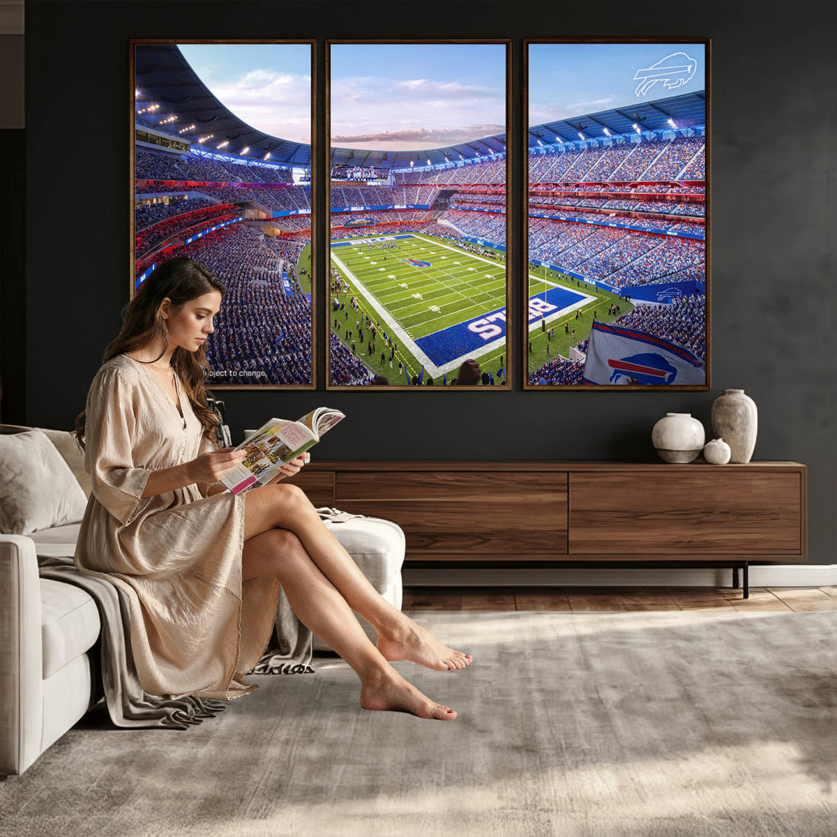57873-MGV-CV-36X24 - Buffalo Bills Football Team Print Canvas - Buffalo Highmark Stadium Wall Art Canvas Print