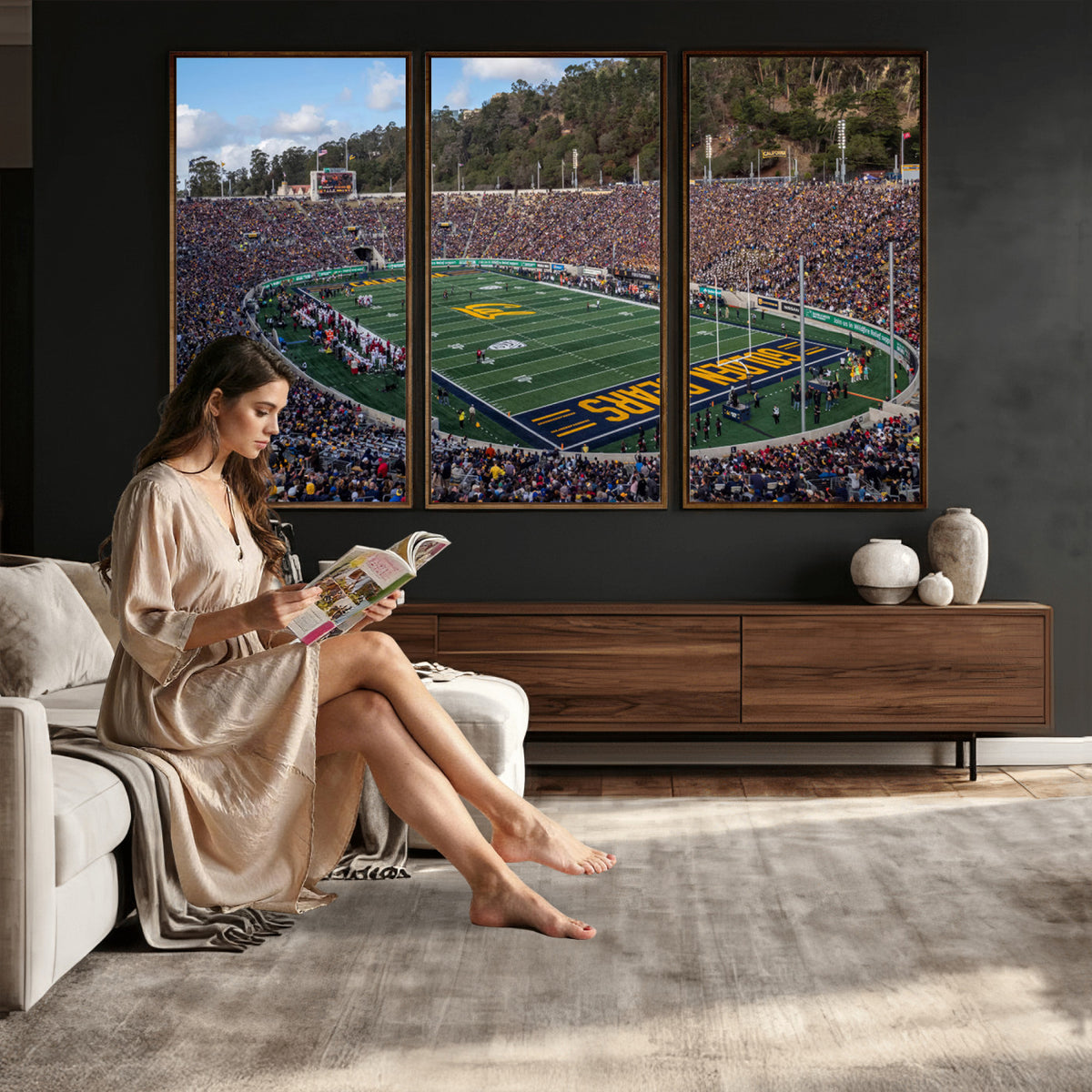 38054-MGV-CV-36X24 - University of California Golden Bears Football Team Print - Berkeley California Memorial Stadium Art