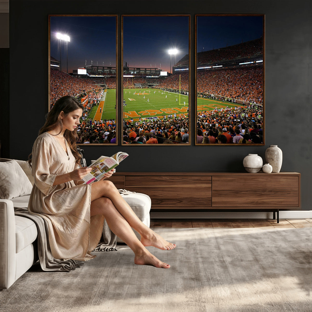 32340-MGV-CV-36X24 - Clemson University Tigers Art Print, Football Team Print