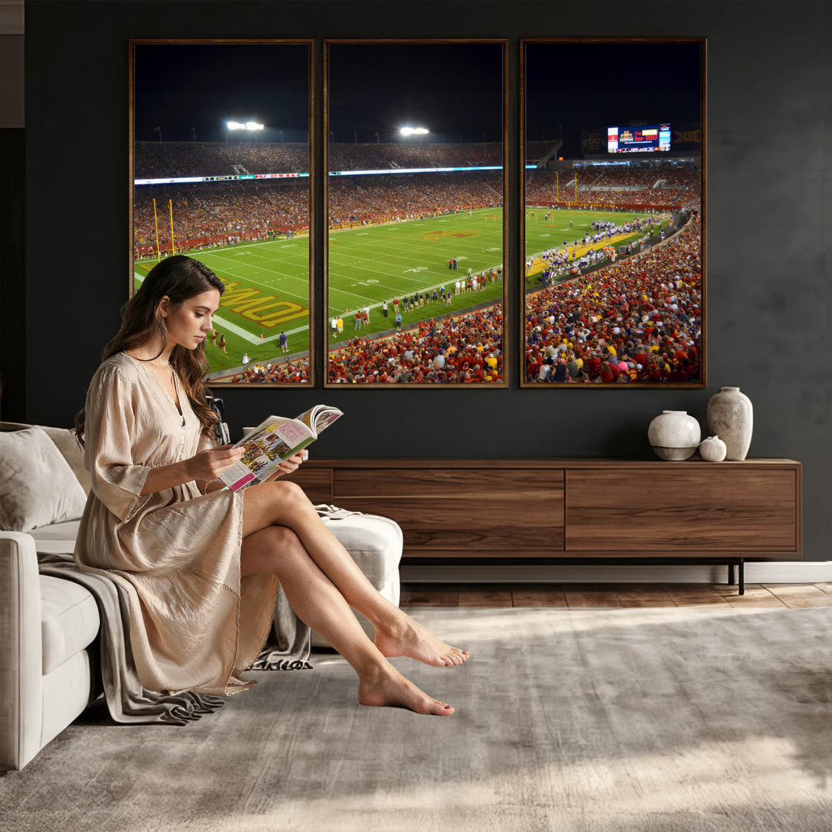 27211-MGV-CV-36X24 - Iowa State University Cyclones Football Team Print, Ames, Extra Large Game Room Wall Decor