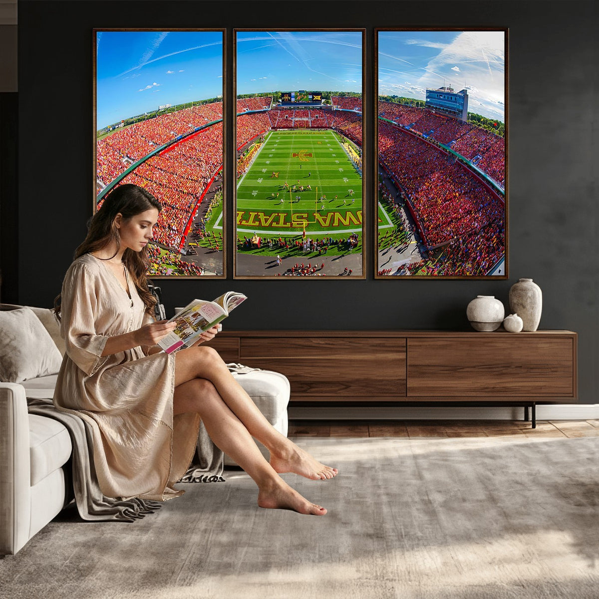 36706-MGV-CV-24X16 - Iowa State University Cyclones Football Team Print, Ames, Framed and Ready to Hang