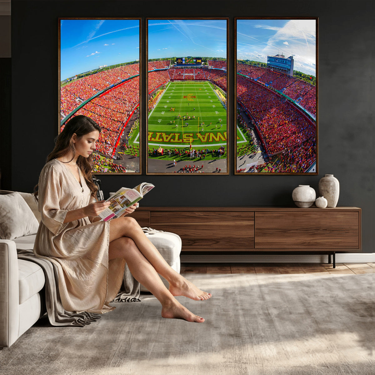36706-PAN-FL-20X10 - Iowa State University Cyclones Football Team Print - Ames Jack Trice Stadium Art Canvas Print