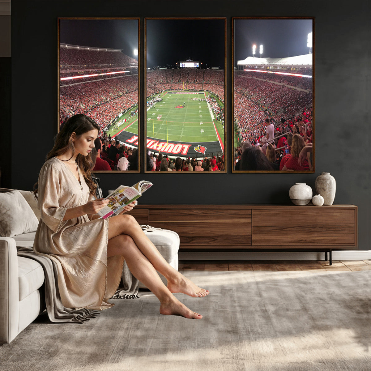 51251-PAN-FL-20X10 - University of Louisville Cardinals Football Team Print - Louisville Cardinal Stadium Wall Art Canvas