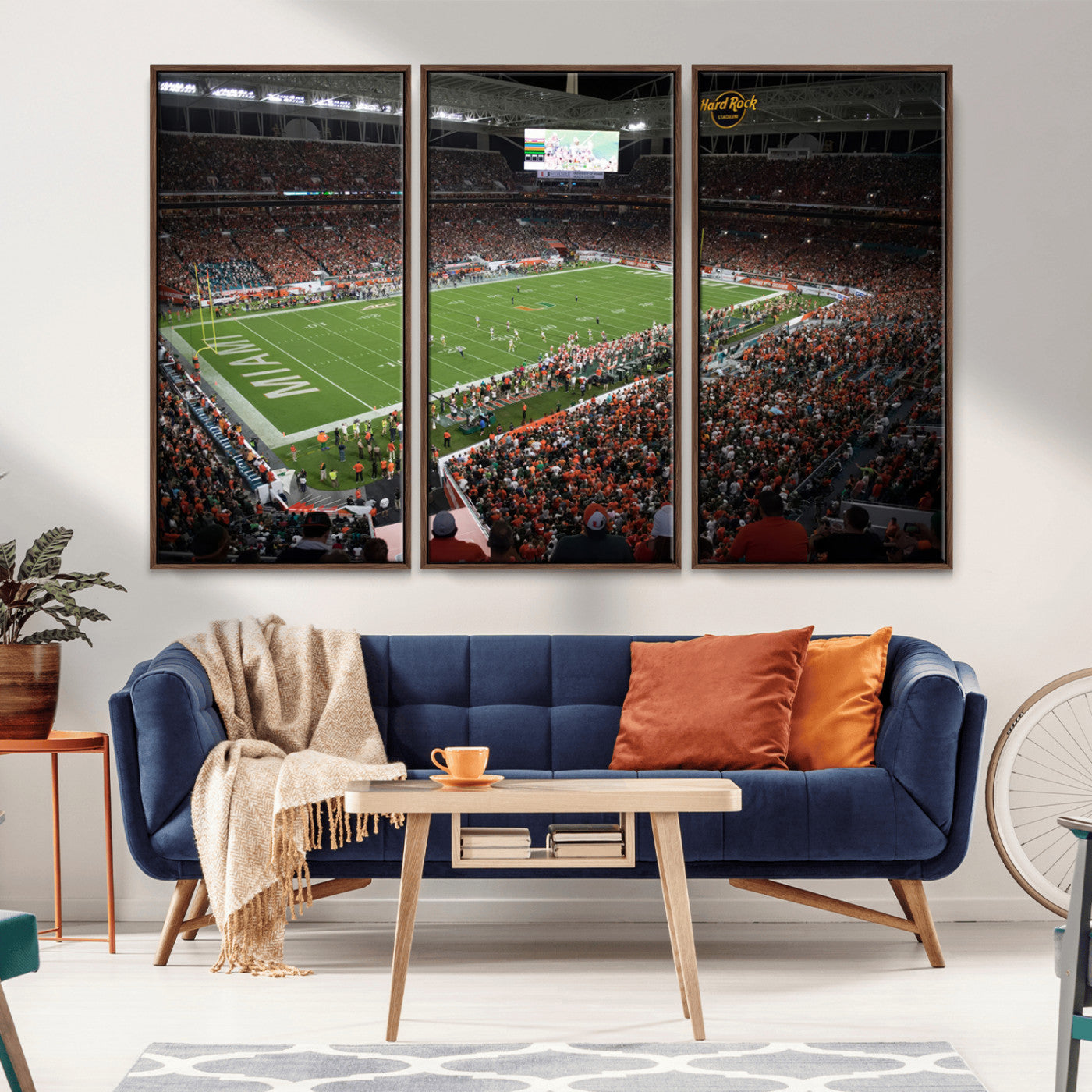 MGV-FC-48X32-3P - Miami Hurricanes Football Team Print Canvas- Miami Hard Rock Stadium Wall Art Canvas Print