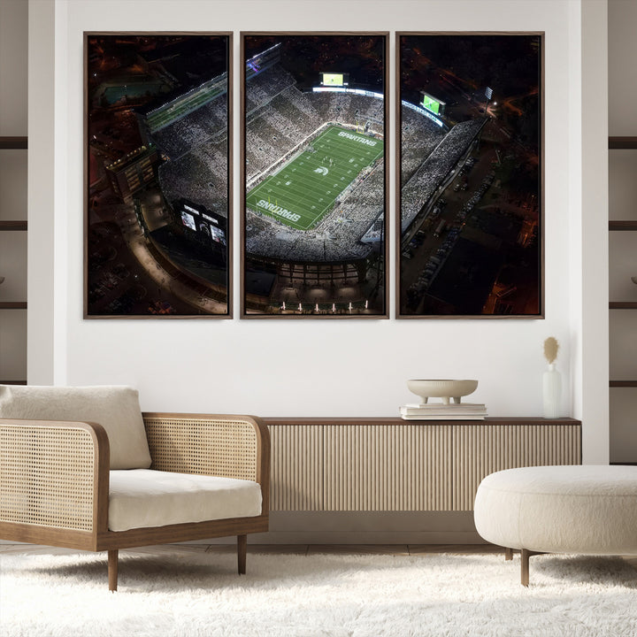 Michigan State Spartans Football Team Print - East Lansing Spartan Stadium Print Wall Art