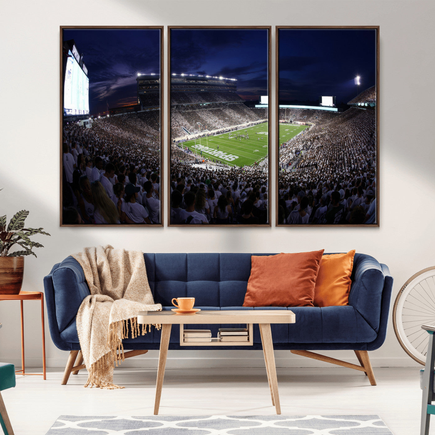 MGV-FC-48X32-3P - Michigan State Spartans Canvas, Framed Football Team Print - East Lansing Spartan Stadium Wall Art
