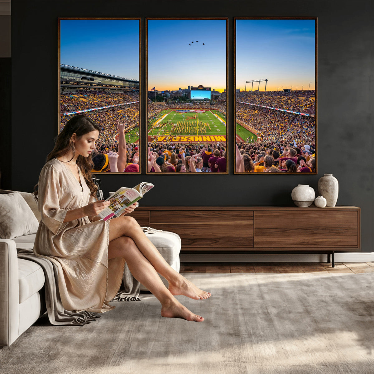 84421-MGV-CV-36X24 - University of Minnesota Golden Gophers Art Print, Football Team Print - Minneapolis Huntington Bank