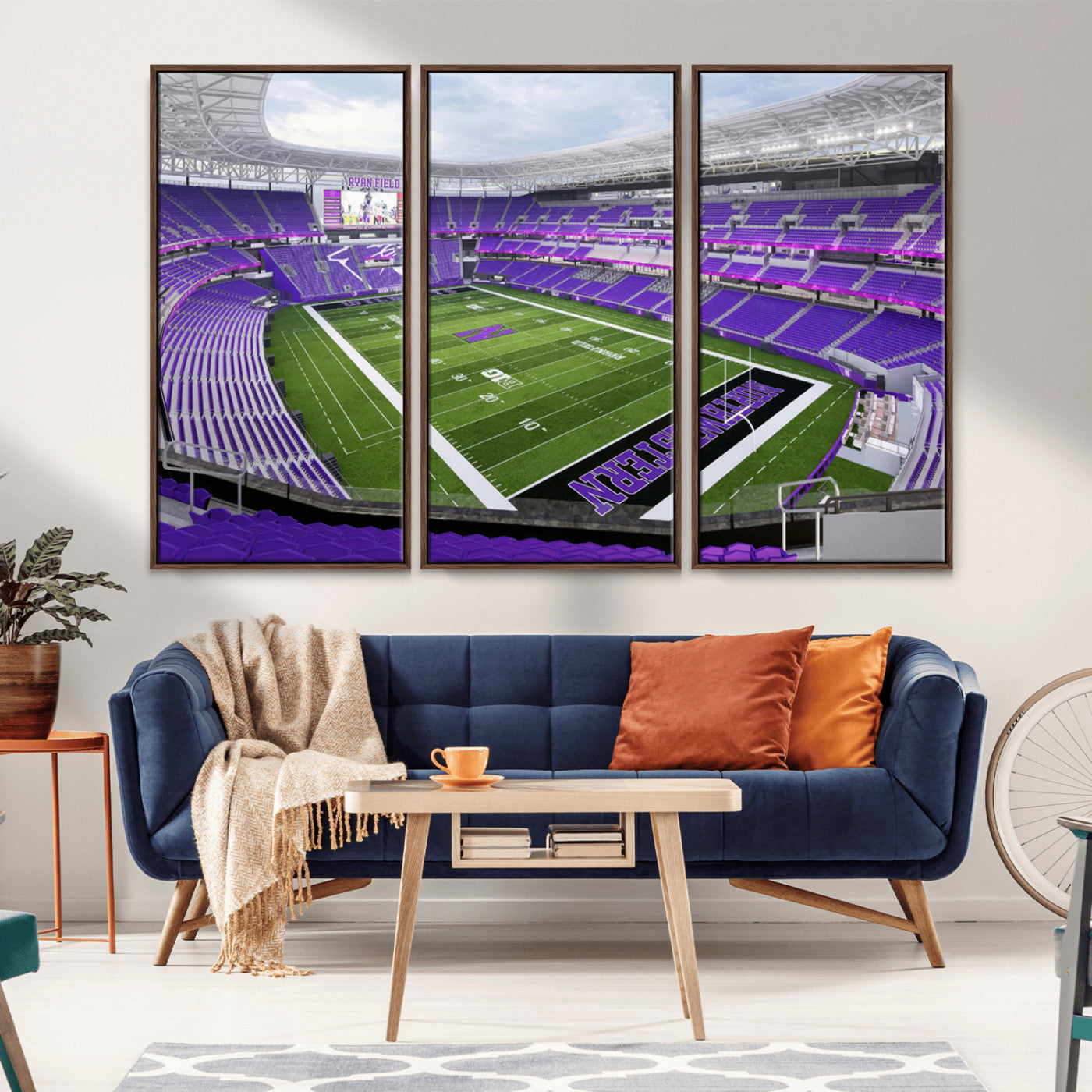 MGV-FC-48X32-3P - Northwestern University Wildcats Football Team Print - Evanston Ryan Field Wall Art Canvas Print