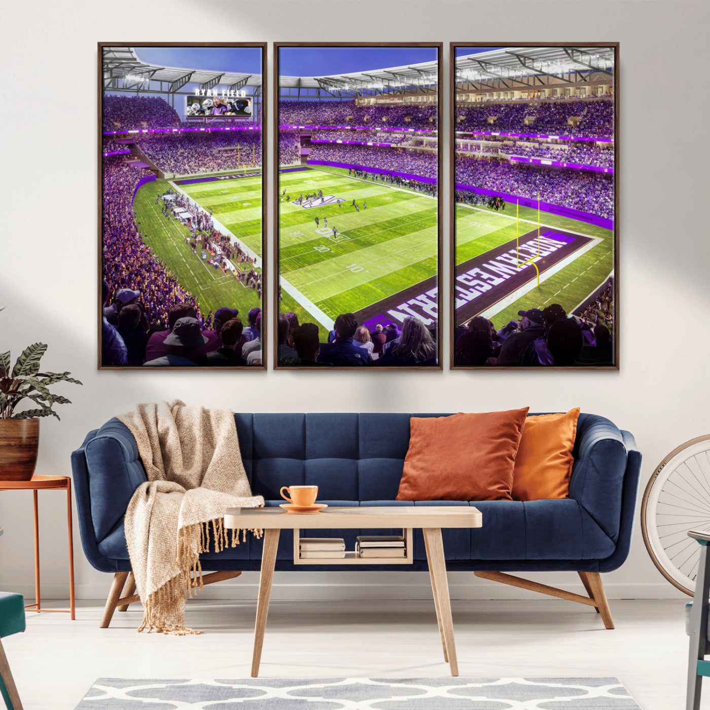 MGV-FC-48X32-3P - Northwestern University Wildcats Football Team Print - Evanston Ryan Field Wall Art Canvas Print