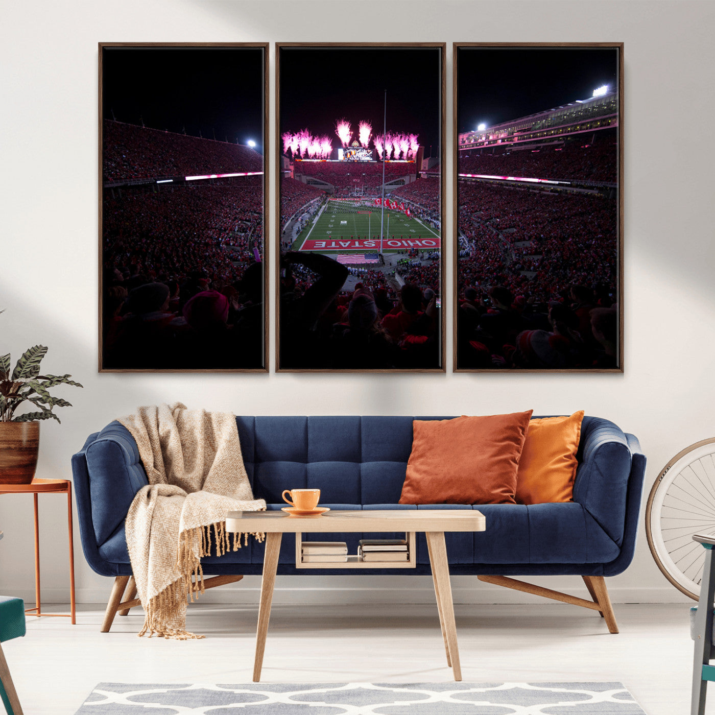 MGV-FC-48X32-3P - Ohio State University Buckeyes Football Team Print - Columbus Ohio Stadium Wall Art Canvas Print