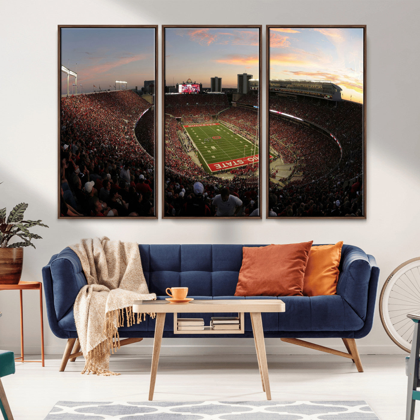 MGV-FC-48X32-3P - Ohio State University Buckeyes Football Team Print - Columbus Ohio Stadium Wall Art Canvas Print