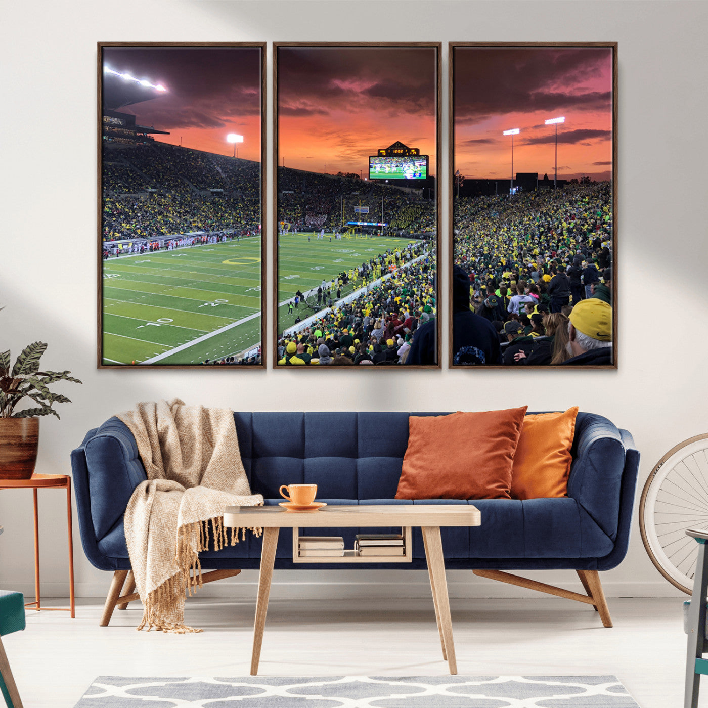 MGV-FC-48X32-3P - Eugene Autzen Stadium Canvas Wall Art Print – Sunset Over Iconic Football Field Wall Decor for Home