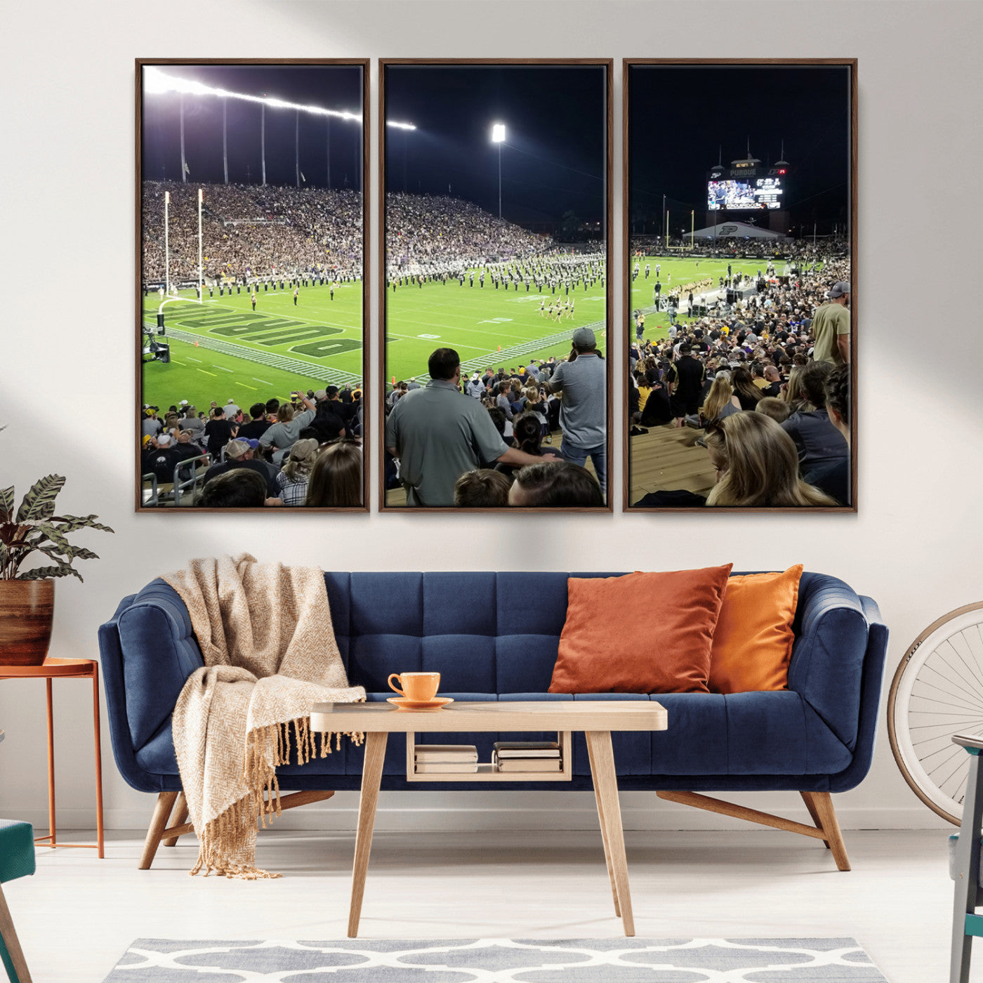 MGV-FC-48X32-3P - Purdue University Boilermakers Football Team Print - West Lafayette Ross-Ade Stadium Wall Art Canvas