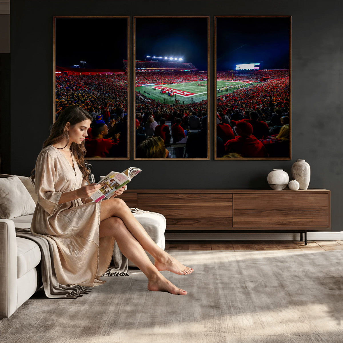 18115-PAN-FL-20X10 - Rutgers Scarlet Knights Football Team Print - SHI Stadium, Piscataway Wall Art Canvas Print