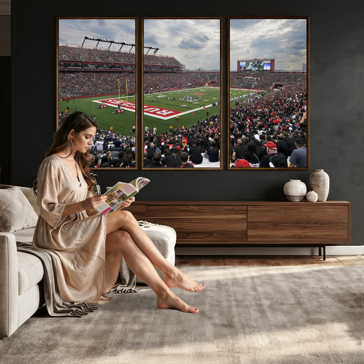 66777-MGV-CV-36X24 - Rutgers Scarlet Knights Football Team Print, SHI Stadium