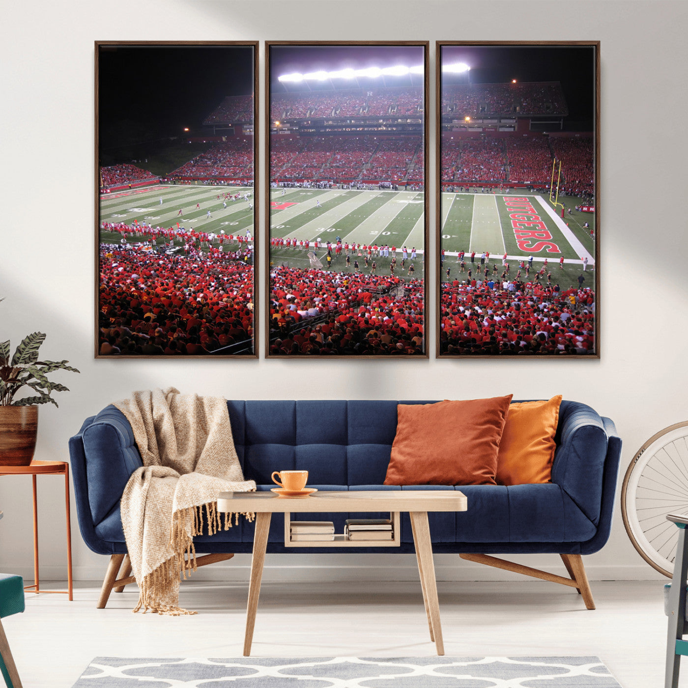MGV-FC-48X32-3P - Rutgers University Scarlet Knights Football Team Print - Piscataway SHI Stadium Wall Art Canvas