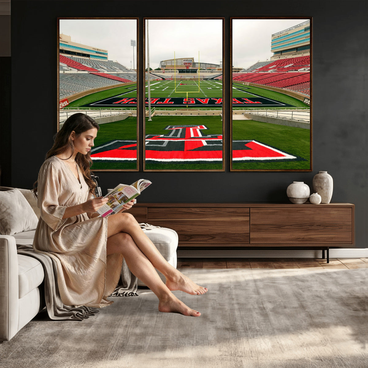 43169-PAN-FL-20X10 - Texas Tech Red Raiders Football Team Print - Lubbock Jones AT&T Stadium Wall Art Canvas Print