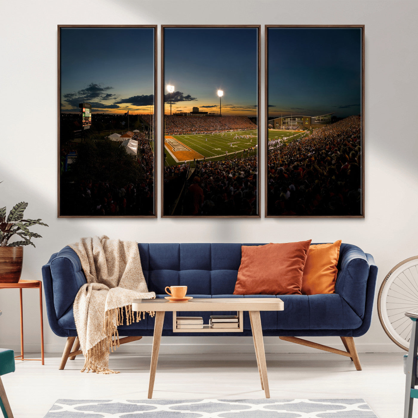 MGV-FC-48X32-3P - Ball State Cardinals Football Team Print - Muncie Scheumann Stadium Wall Art Canvas Print