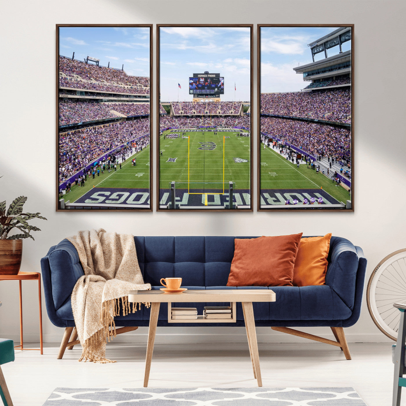 MGV-FC-48X32-3P - TCU Horned Frogs Football Team Print - Fort Worth Amon G. Carter Stadium Wall Art Canvas Print