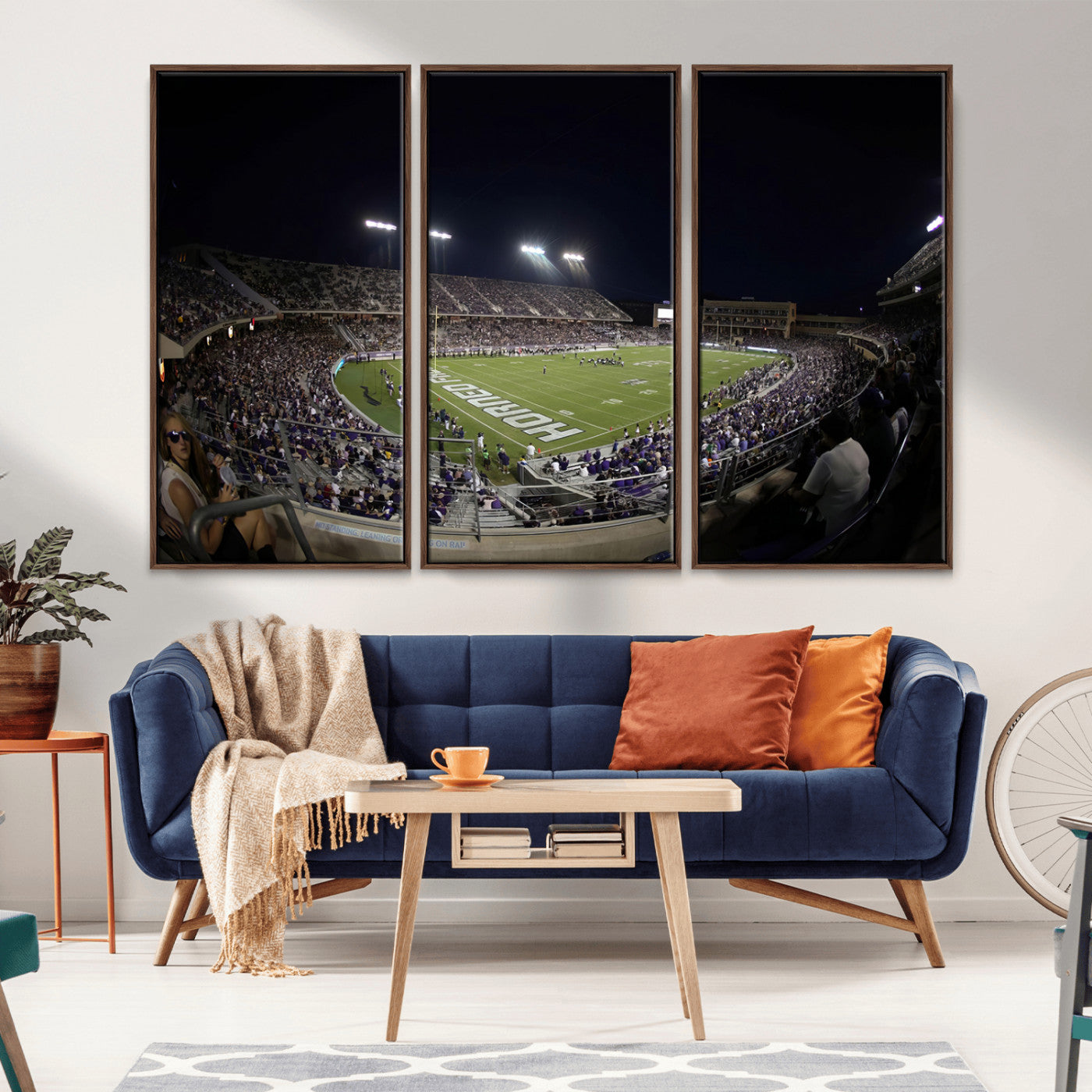 MGV-FC-48X32-3P - TCU Horned Frogs Football Team Print - Fort Worth Amon G. Carter Stadium Wall Art Canvas Print.