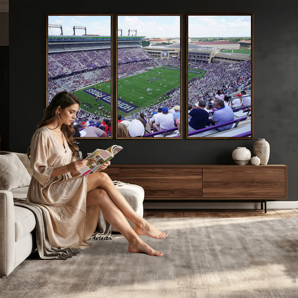 95139-MGV-CV-36X24 - The Texas Christian University TCU Horned Frogs Football Team Print, Fort Worth