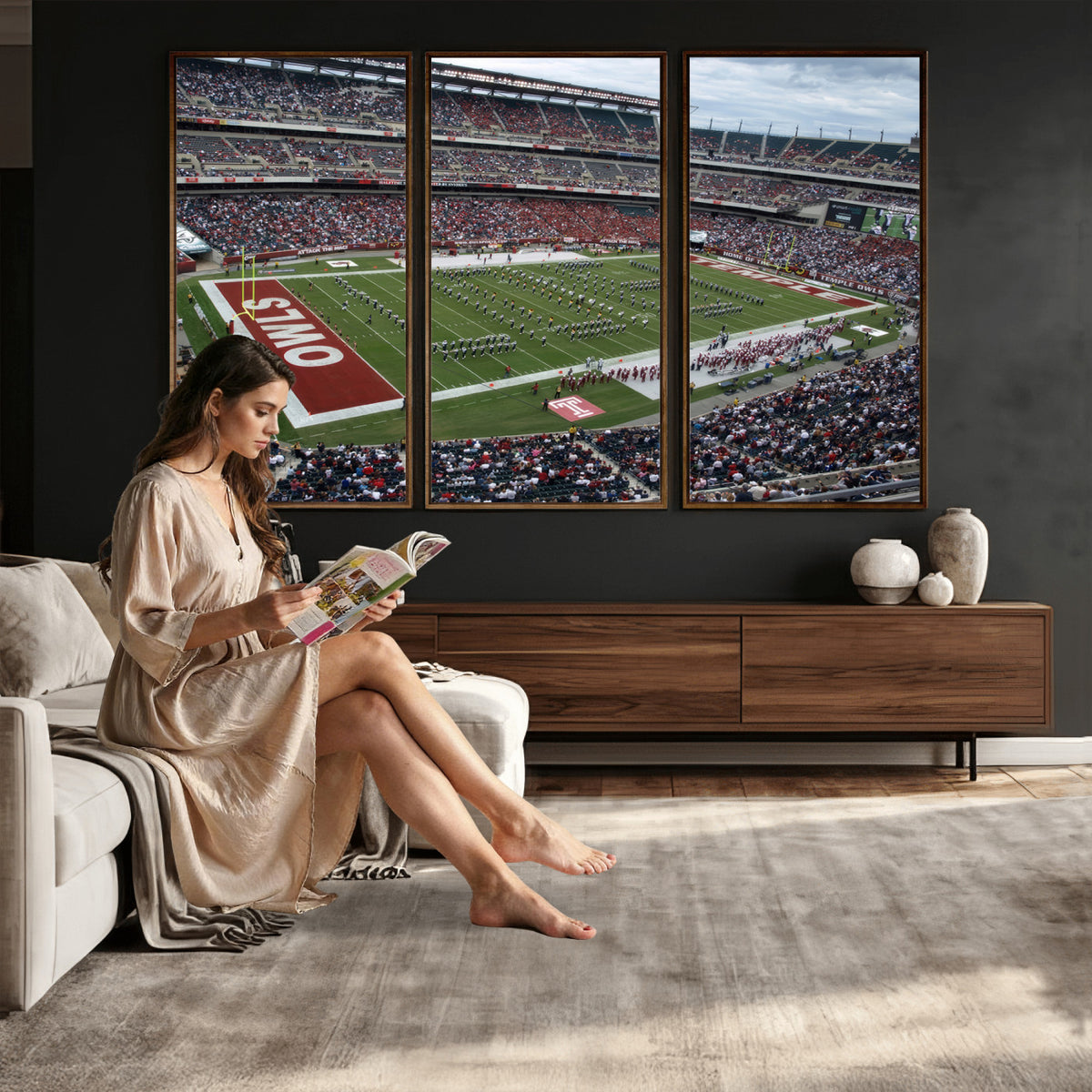 15310-PAN-FL-20X10 - The Temple University Owls Athletics Team Print - Philadelphia Lincoln Financial Field Stadium Wall