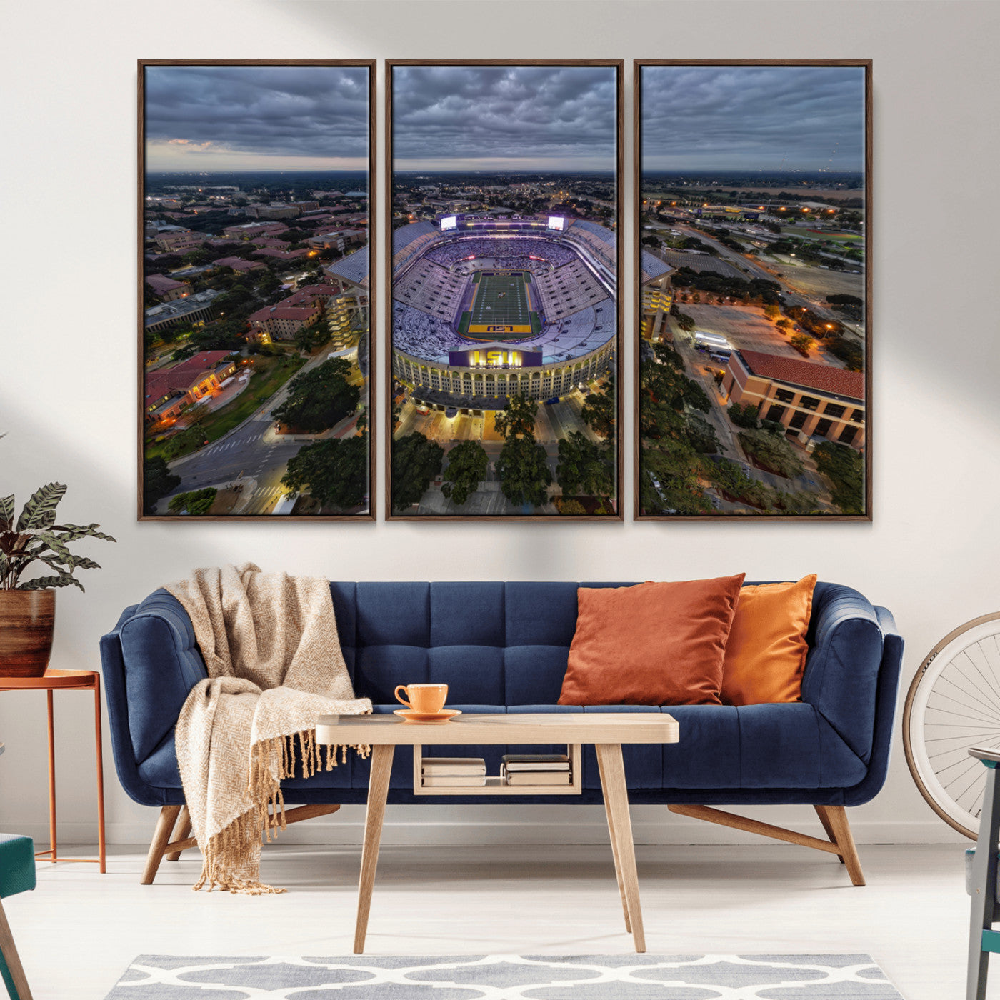 MGV-FC-48X32-3P - The Louisiana State University Tigers Football Team Print - Baton Rouge Tiger Stadium Wall Art