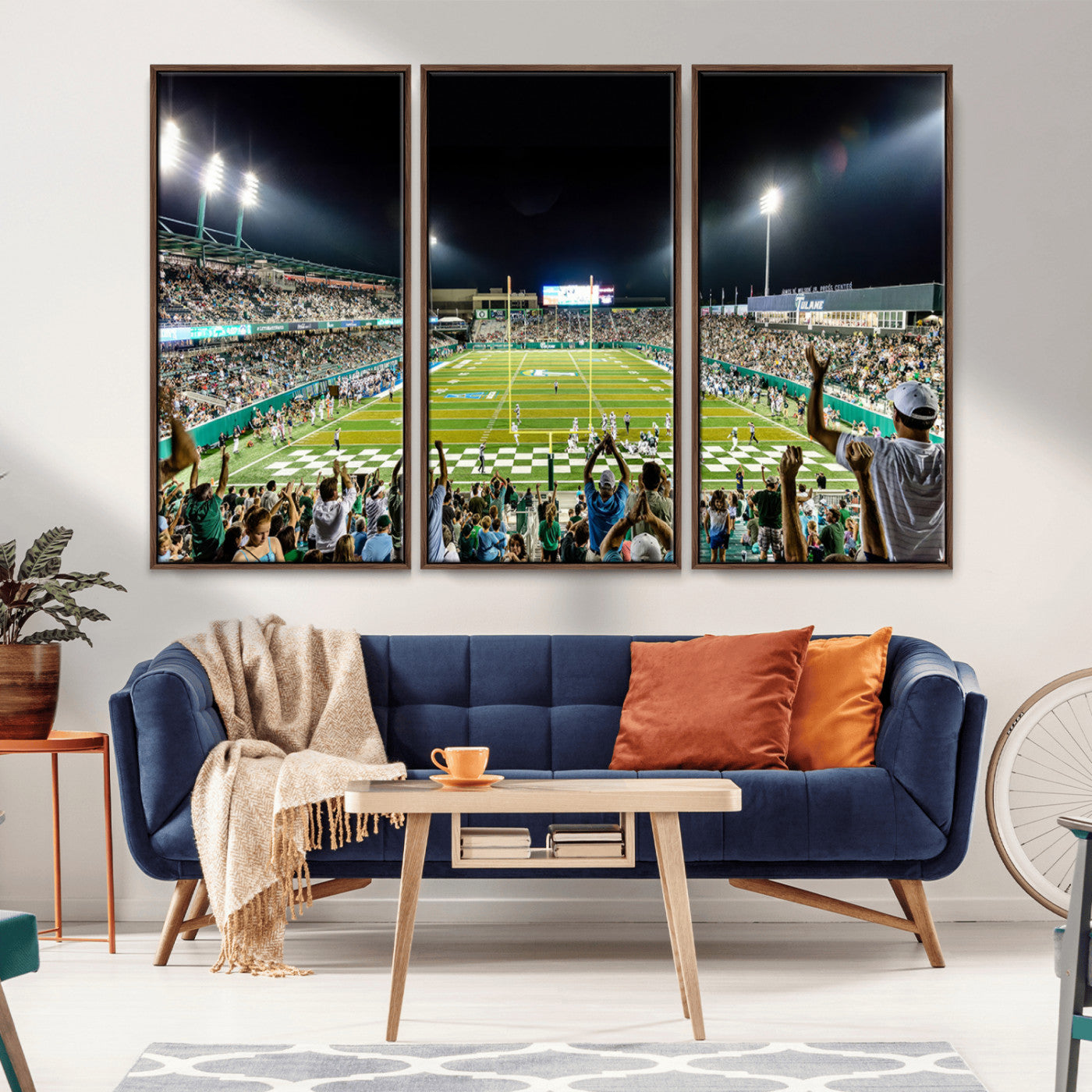 MGV-FC-48X32-3P - The Tulane University Green Wave Football Team Print - New Orleans Yulman Stadium Wall Art Canvas