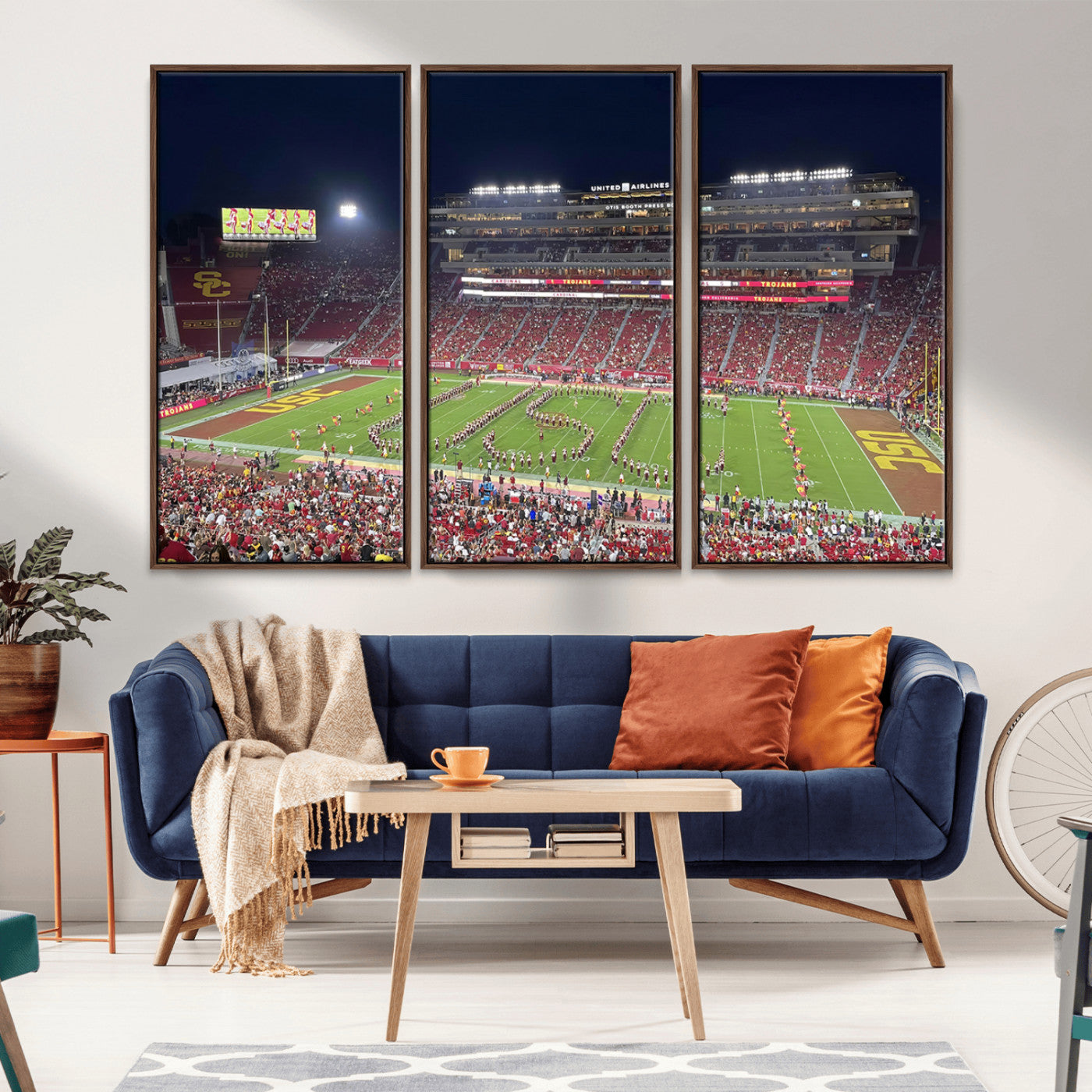 MGV-FC-48X32-3P - The University of Southern California USC Trojans Football Team Print - Los Angeles Memorial