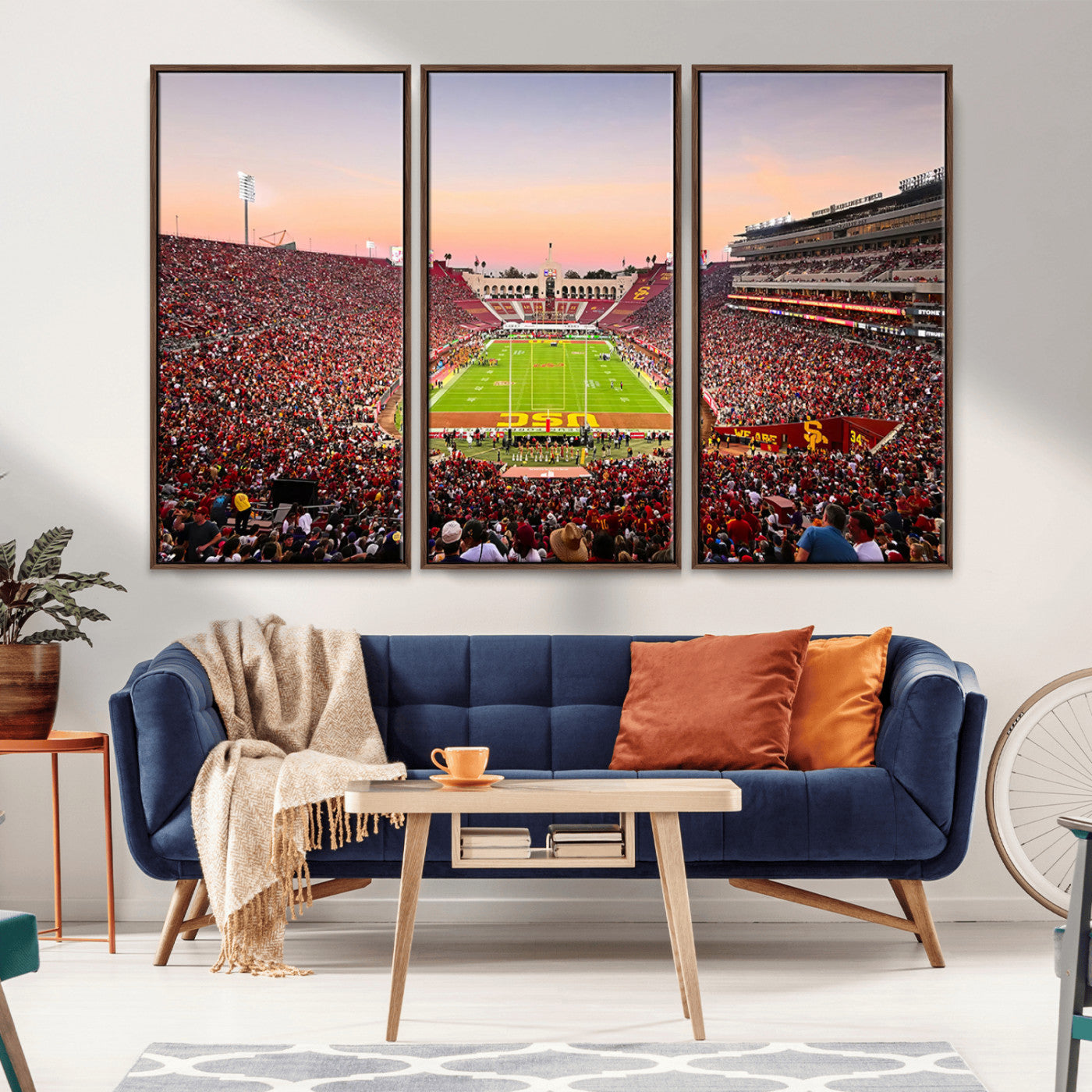 MGV-FC-48X32-3P - The University of Southern California USC Trojans Football Team Print - Los Angeles Memorial
