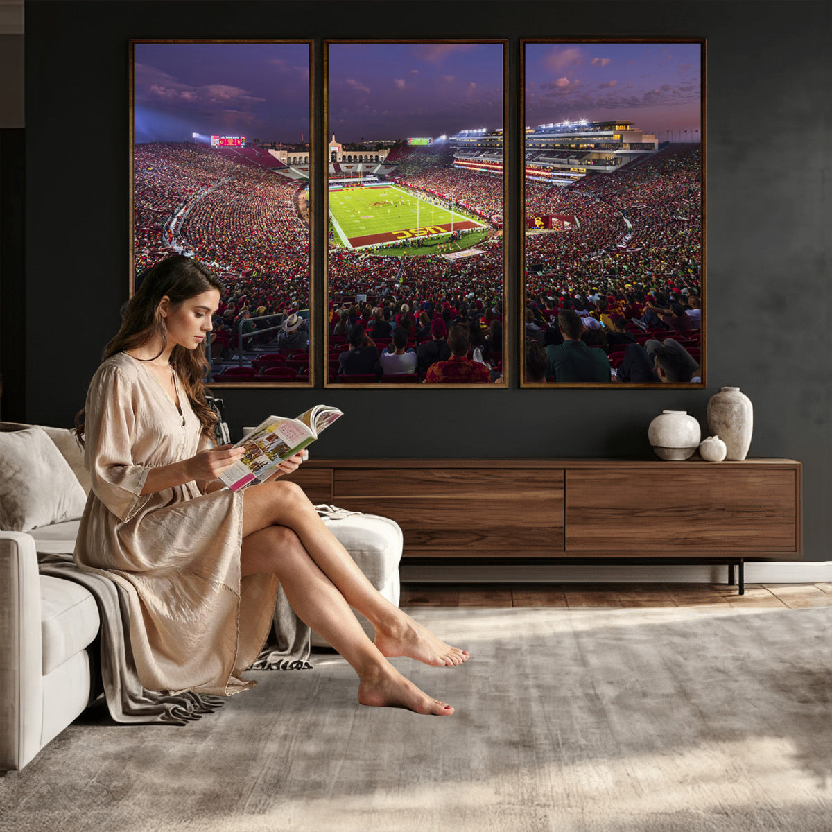 73373-MGV-CV-36X24 - The University of Southern California USC Trojans Football Team Print, Extra Large Game Room Wall Decor