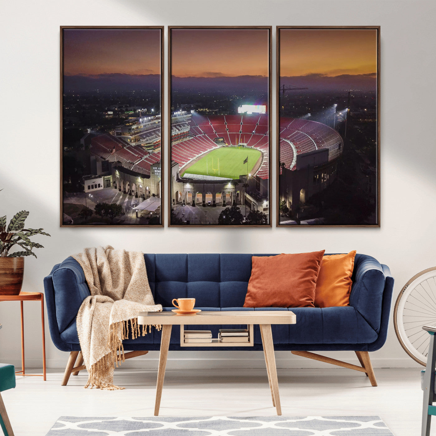 MGV-FC-48X32-3P - The University of Southern California USC Trojans Football Team Print - Los Angeles Memorial