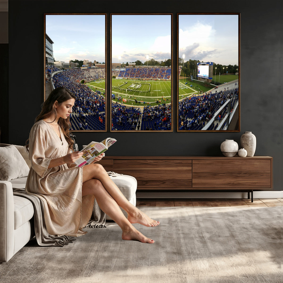 44850-MGV-CV-36X24 - The Duke University Blue Devils Football Team Print, Durham
