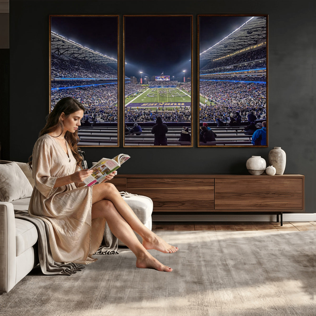 85780-MGV-CV-36X24 - The University of Washington Huskies Football Team Print, Extra Large Game Room Wall Decor
