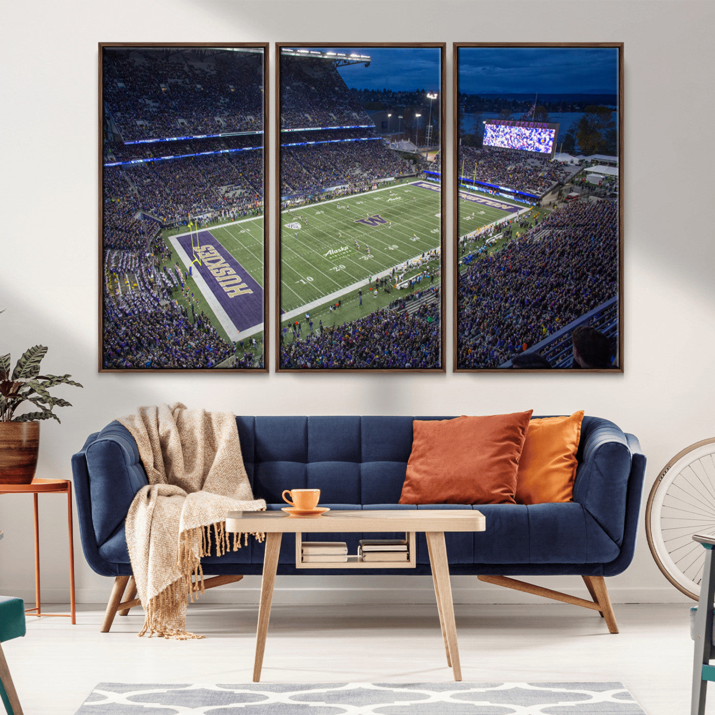 MGV-FC-48X32-3P - The University of Washington Huskies Football Team Print - Seattle Husky Stadium Wall Art Canvas