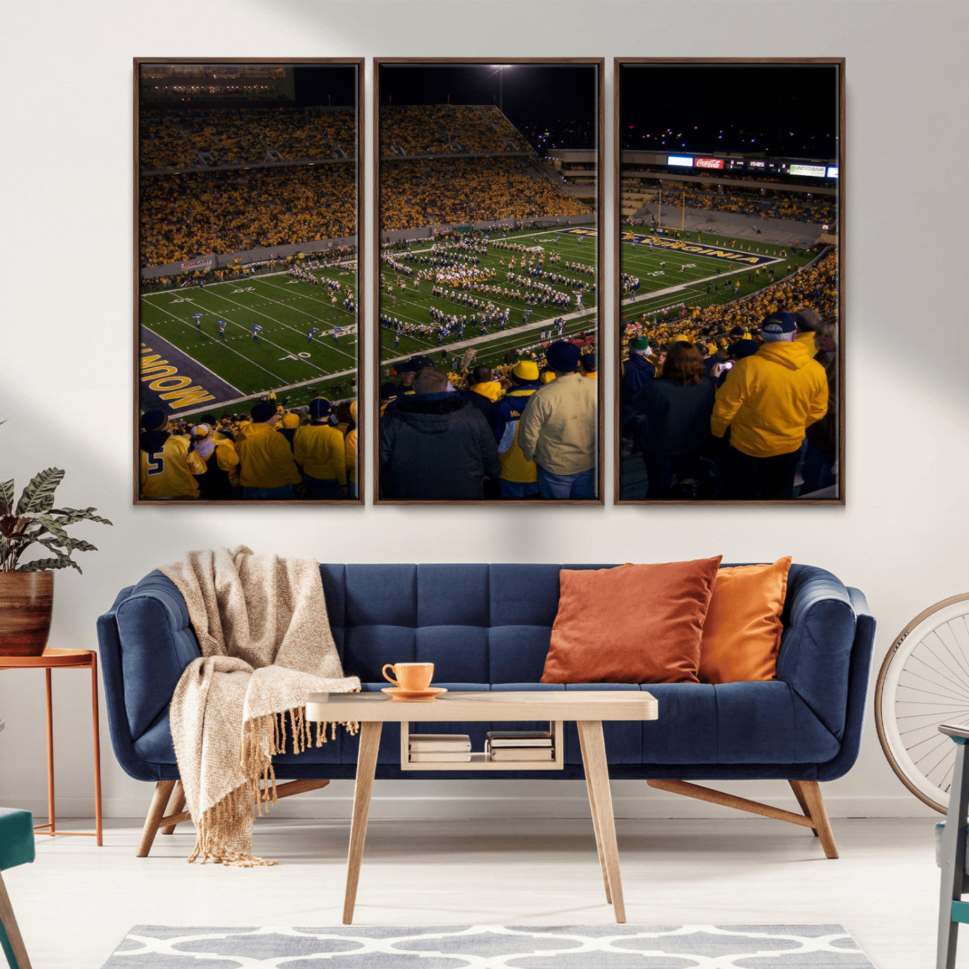 MGV-FC-48X32-3P - West Virginia Uni Mountaineers Football Team Print - Milan Puskar Stadium Canvas Print Wall Art,