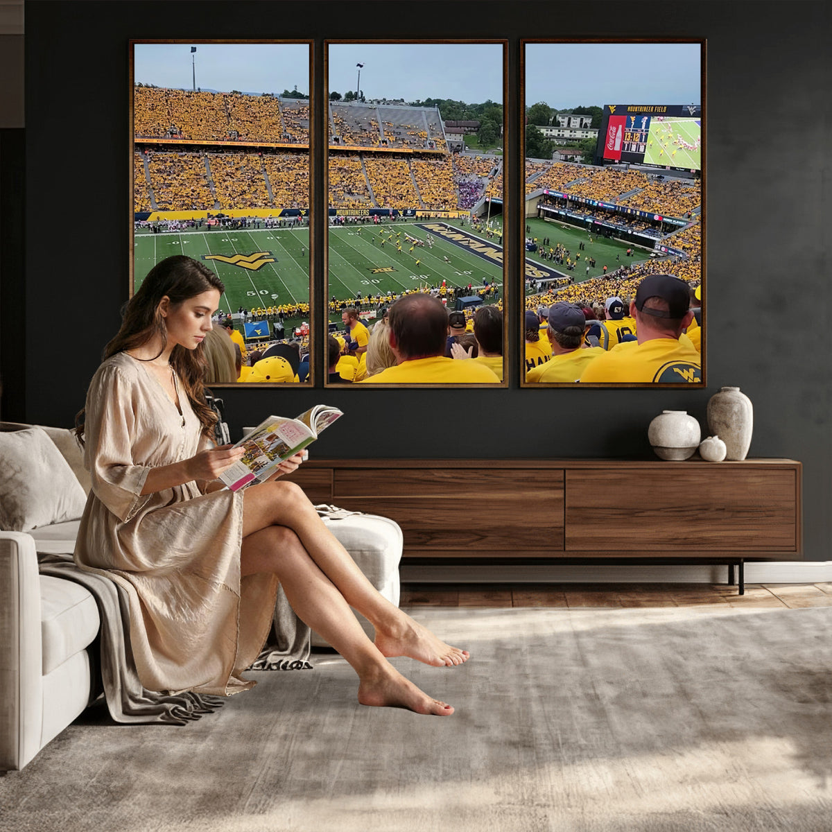 18056-MGV-CV-36X24 - Puskar Stadium Canvas Print Wall Art, Morgantown Print
