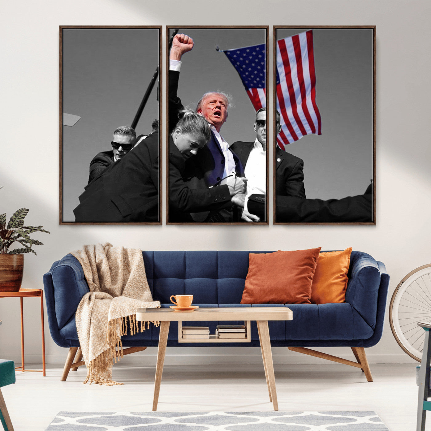 MGV-FC-48X32-3P - Donald Trump Assassination Attempt Wall Art Print, Trump Historic Footage - Iconic Reaction by Trump