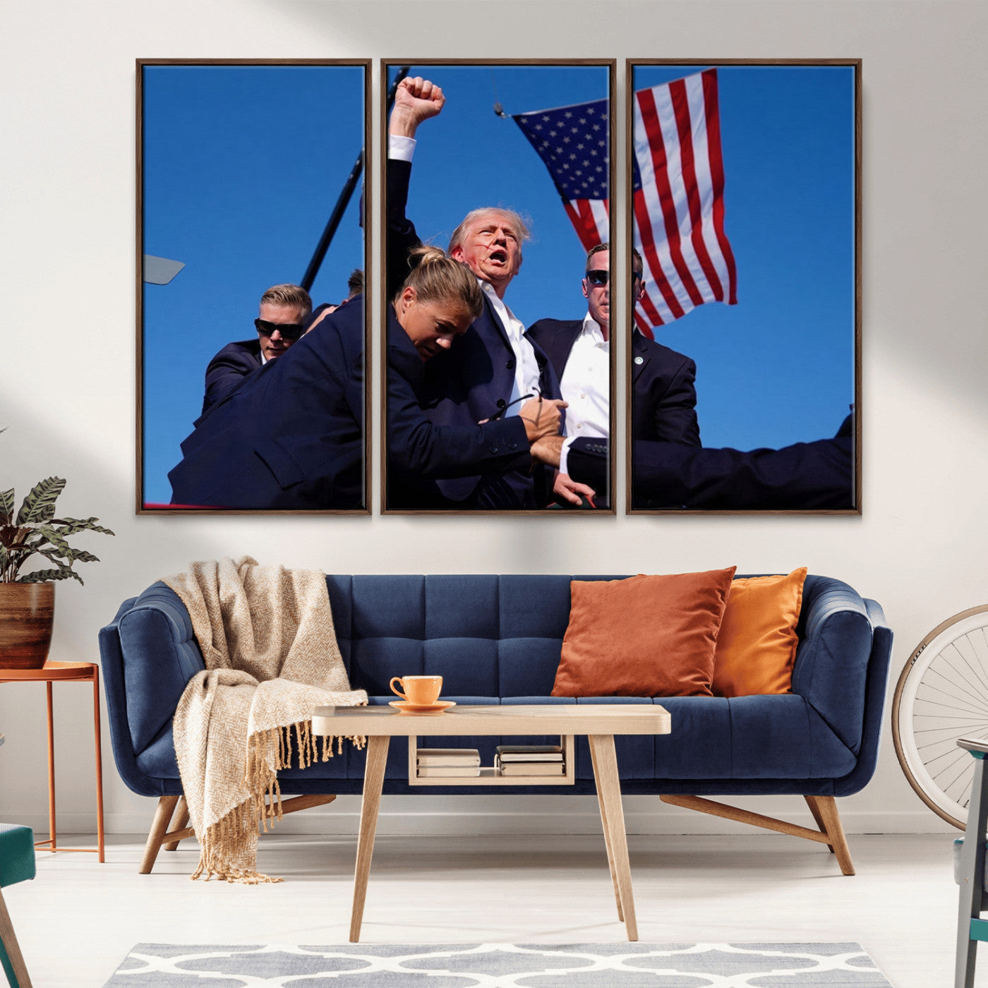MGV-FC-48X32-3P - Donald Trump Assassination Attempt Wall Art Print, Trump Historic Footage - Iconic Reaction by Trump