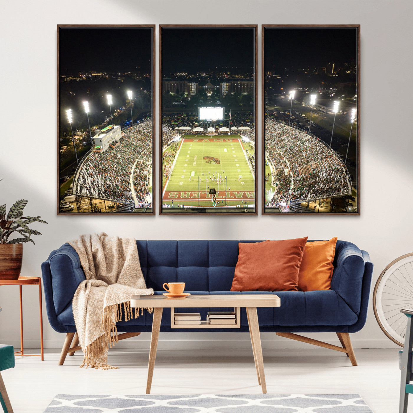 MGV-FC-48X32-3P - Florida A&M Rattlers Football Team Print - Tallahassee Bragg Memorial Stadium Wall Art Canvas Print