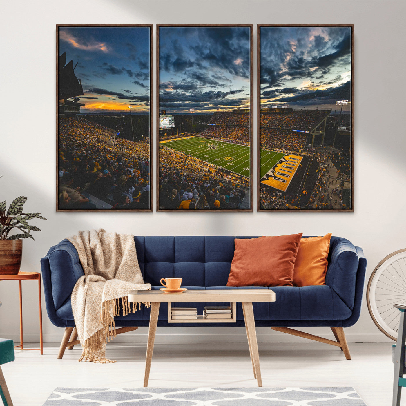 MGV-FC-48X32-3P - University of Wyoming Cowboys Football Team Print - Laramie War Memorial Stadium Wall Art Canvas