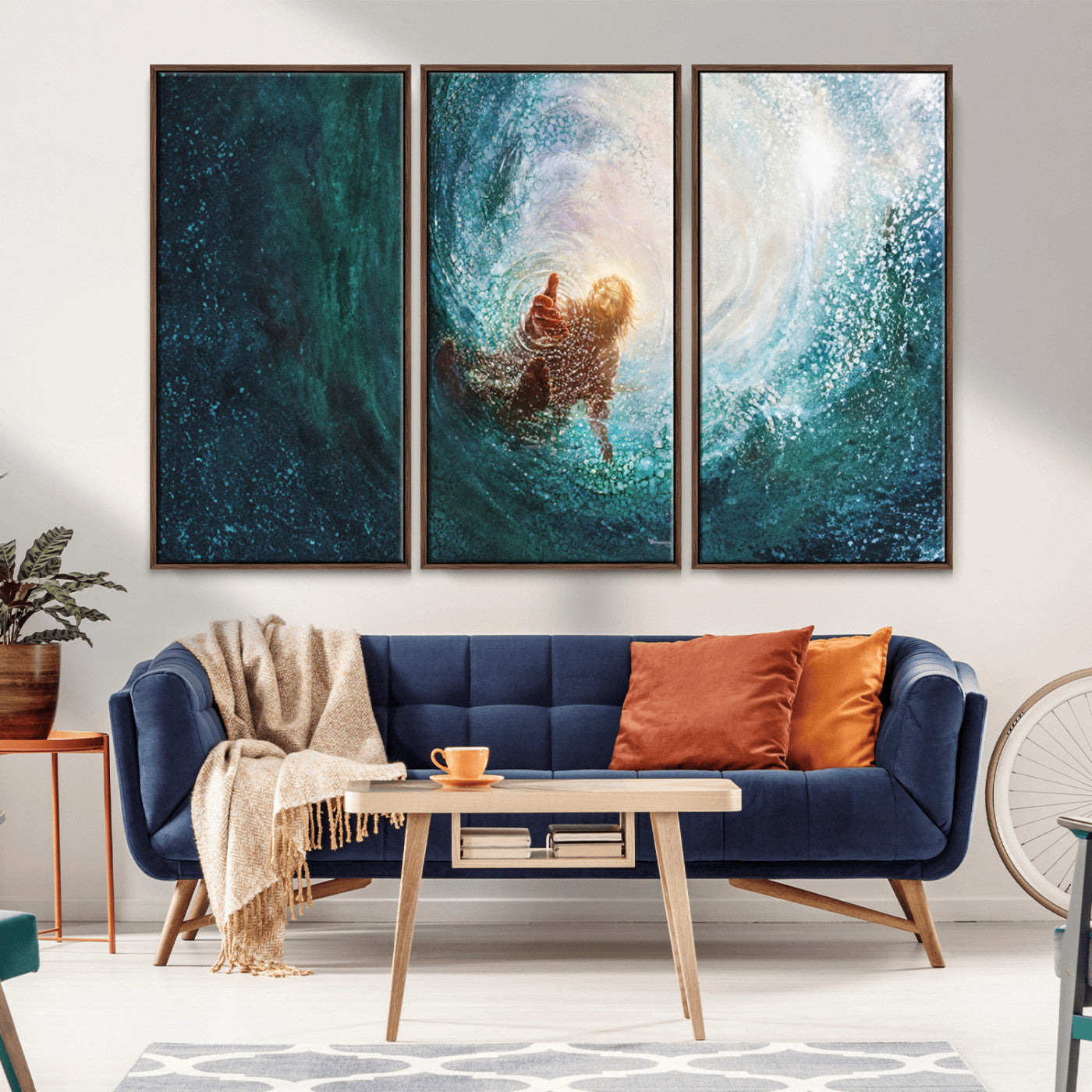 MGV-FC-48X32-3P - Powerful Jesus Canvas Print - Hand of Salvation, Inspirational Wall Art - Framed, Ready to Hang for