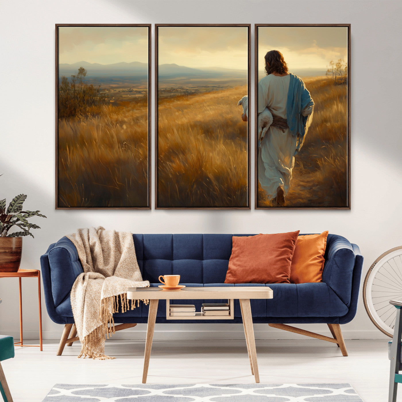 MGV-FC-48X32-3P - Jesus the Good Shepherd Wall Art Canvas Print - Inspirational Christian Religious Print for Prayer