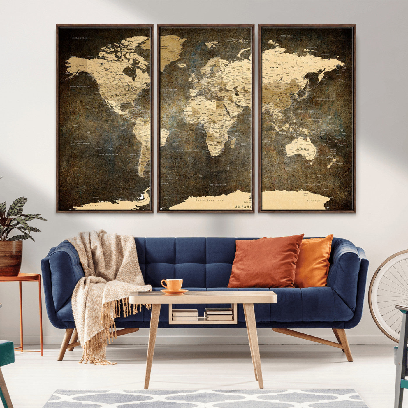 MGV-FC-48X32-3P - Push Pin World Map Canvas Print – Framed Wall Art for Couples to Track Their Travels – Anniversary