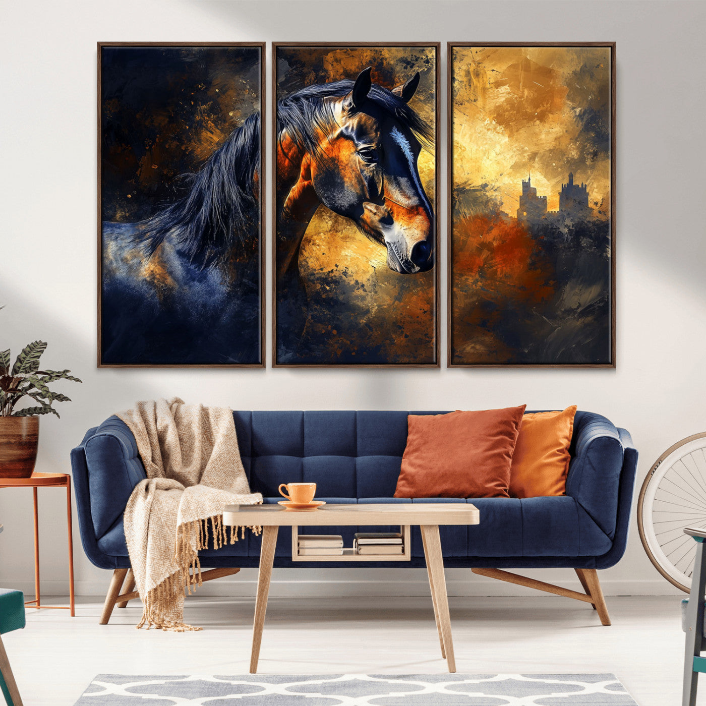 MGV-FC-48X32-3P - Abstract Horse Art Print - Abstract Canvas Wall Art | Perfect for Rustic Farmhouse, Modern, or