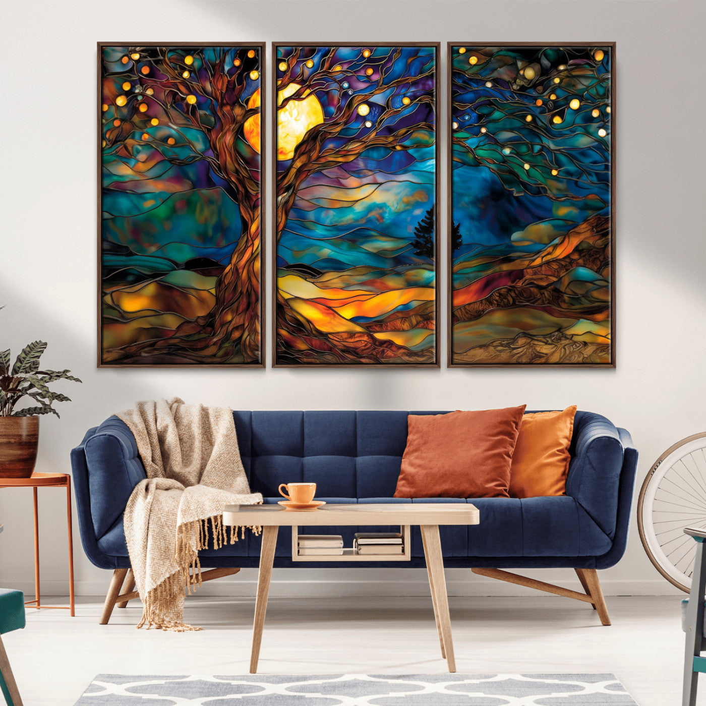 MGV-FC-48X32-3P - Tree of Life Wall Art - Yggdrasil Tree of Life Canvas Print - Vibrant Moonlit Tree Wall Art,  Tree