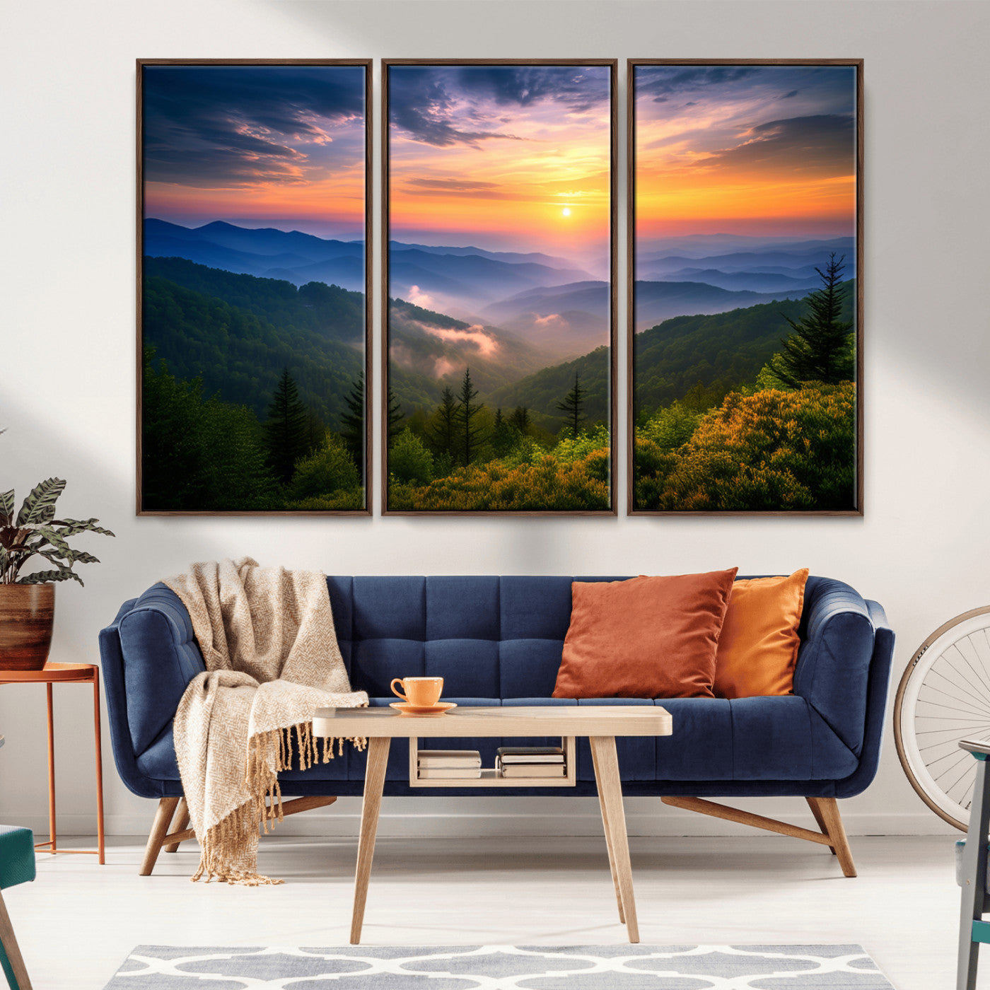 MGV-FC-48X32-3P - Majestic Mountain Sunrise Print | Landscape Wall Art | Canvas Print Ready to Hang | Farmhouse Wall