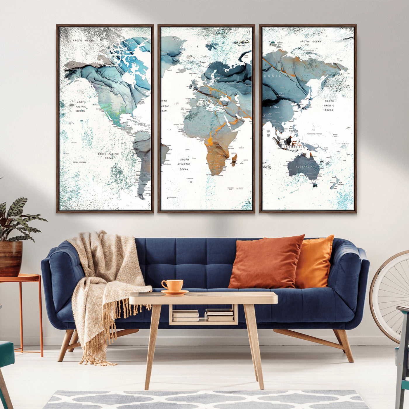 MGV-FC-48X32-3P - Push Pin World Map Canvas Print – Framed Wall Art for Couples to Track Their Travels – Anniversary