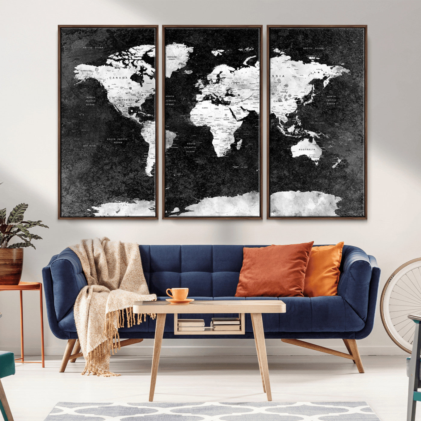 MGV-FC-48X32-3P - Push Pin World Map Canvas Print – Framed Wall Art for Couples to Track Their Travels – Anniversary
