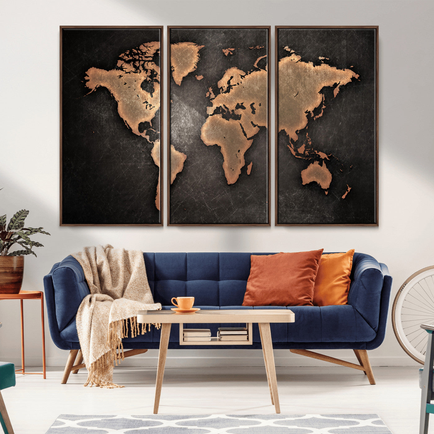 MGV-FC-48X32-3P - Push Pin World Map Canvas Print – Framed Wall Art for Couples to Track Their Travels – Anniversary